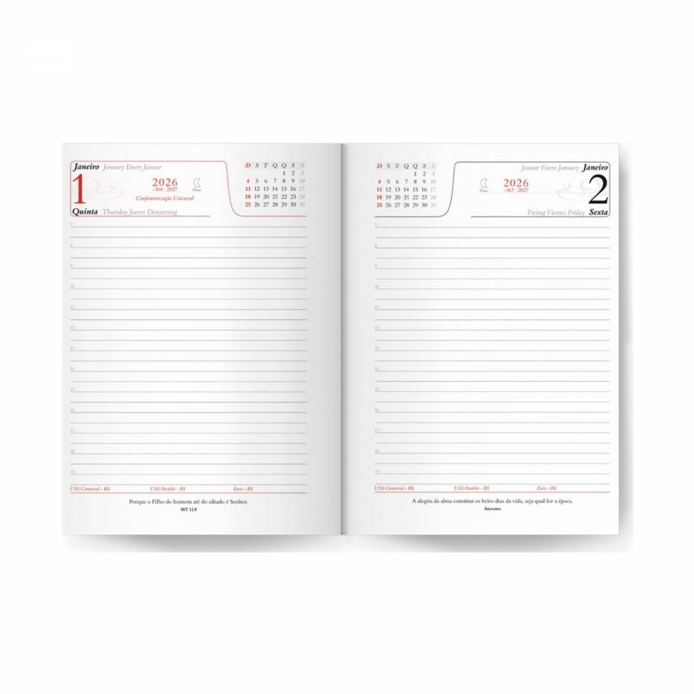 Agenda Luxo Personalizada com Detalhe Vermelho
