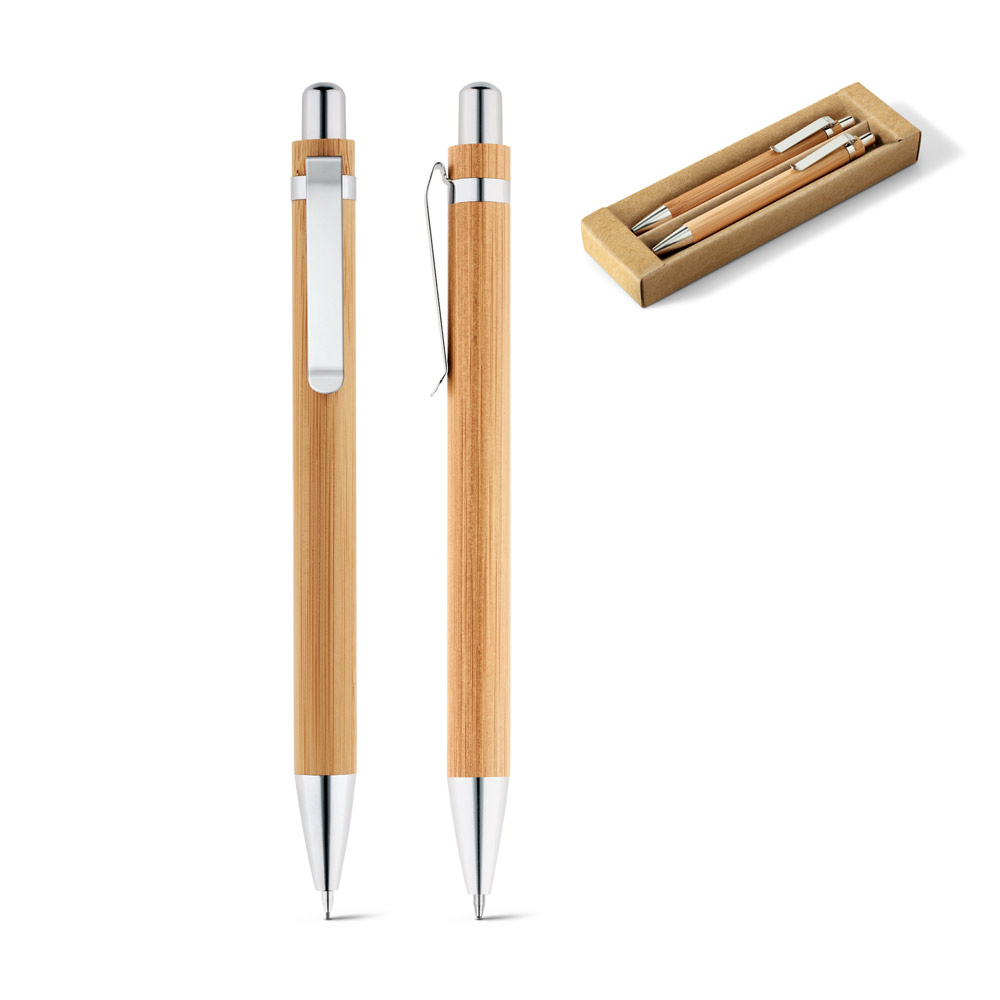 Conjunto de caneta esferográfica bambu MELLO