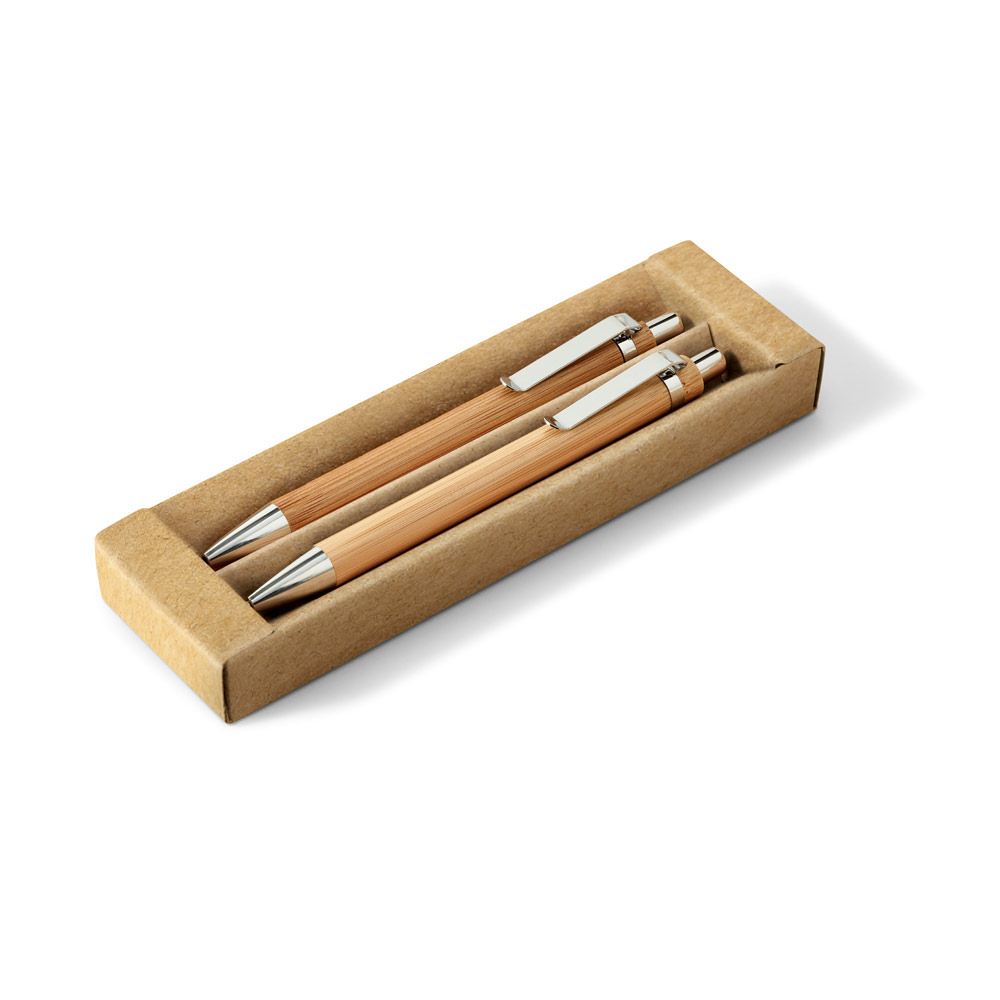 Conjunto de caneta esferográfica bambu MELLO