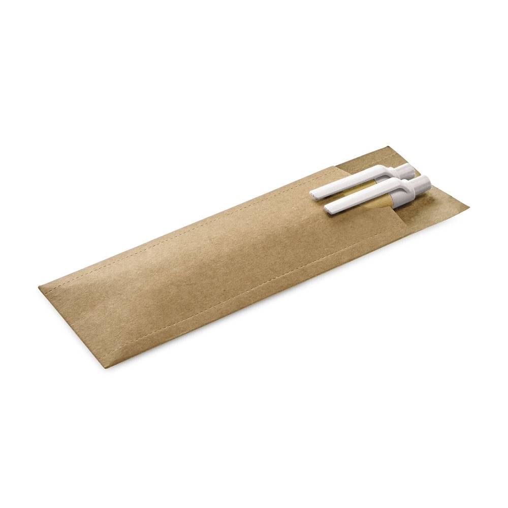 Conjunto de esferográfica e lapiseira em papel kra
