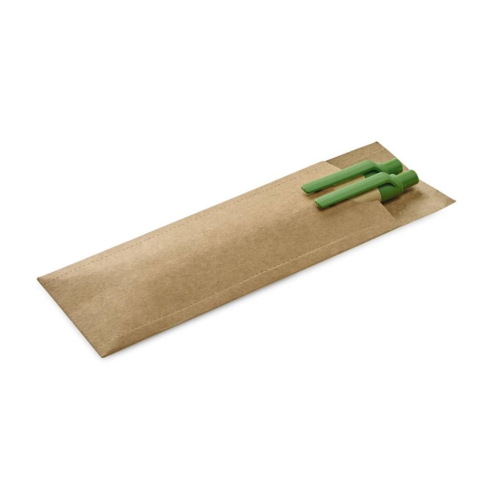 Conjunto de esferográfica e lapiseira em papel kra