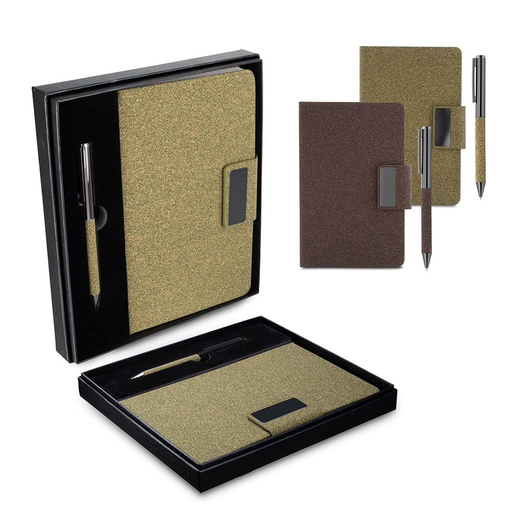 Kit Escritório Personalizado com Detalhe em Fibra Orgânica