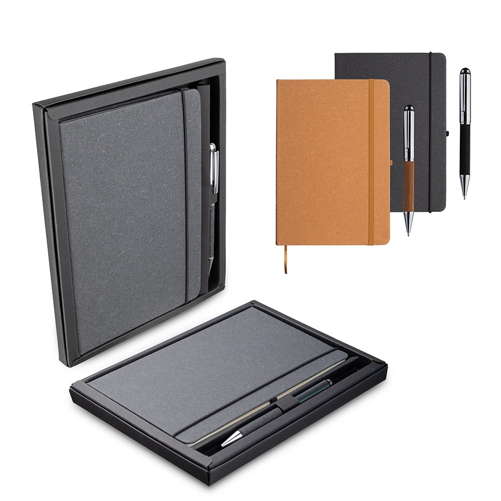 Kit Escritório Personalizado em Couro Reciclado com Elástico