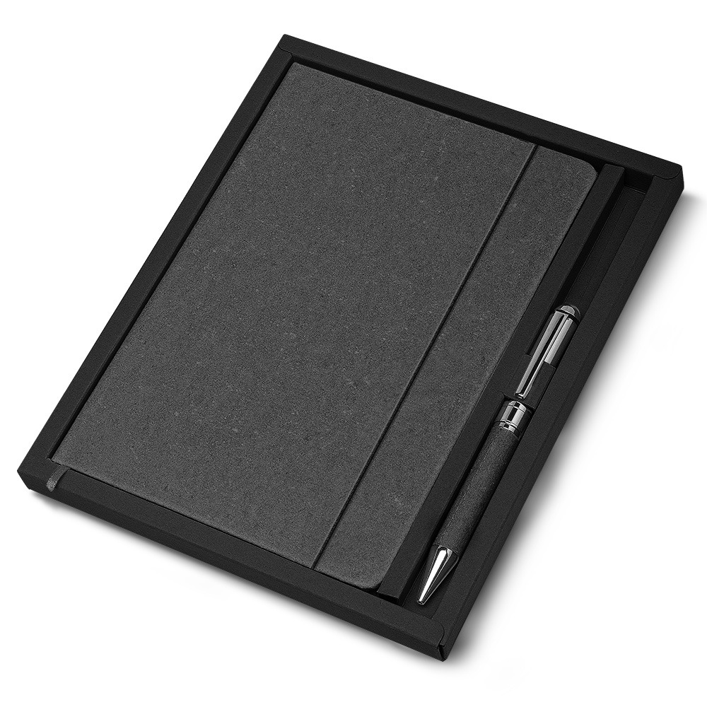 Kit Escritório Personalizado em Couro Reciclado com Elástico