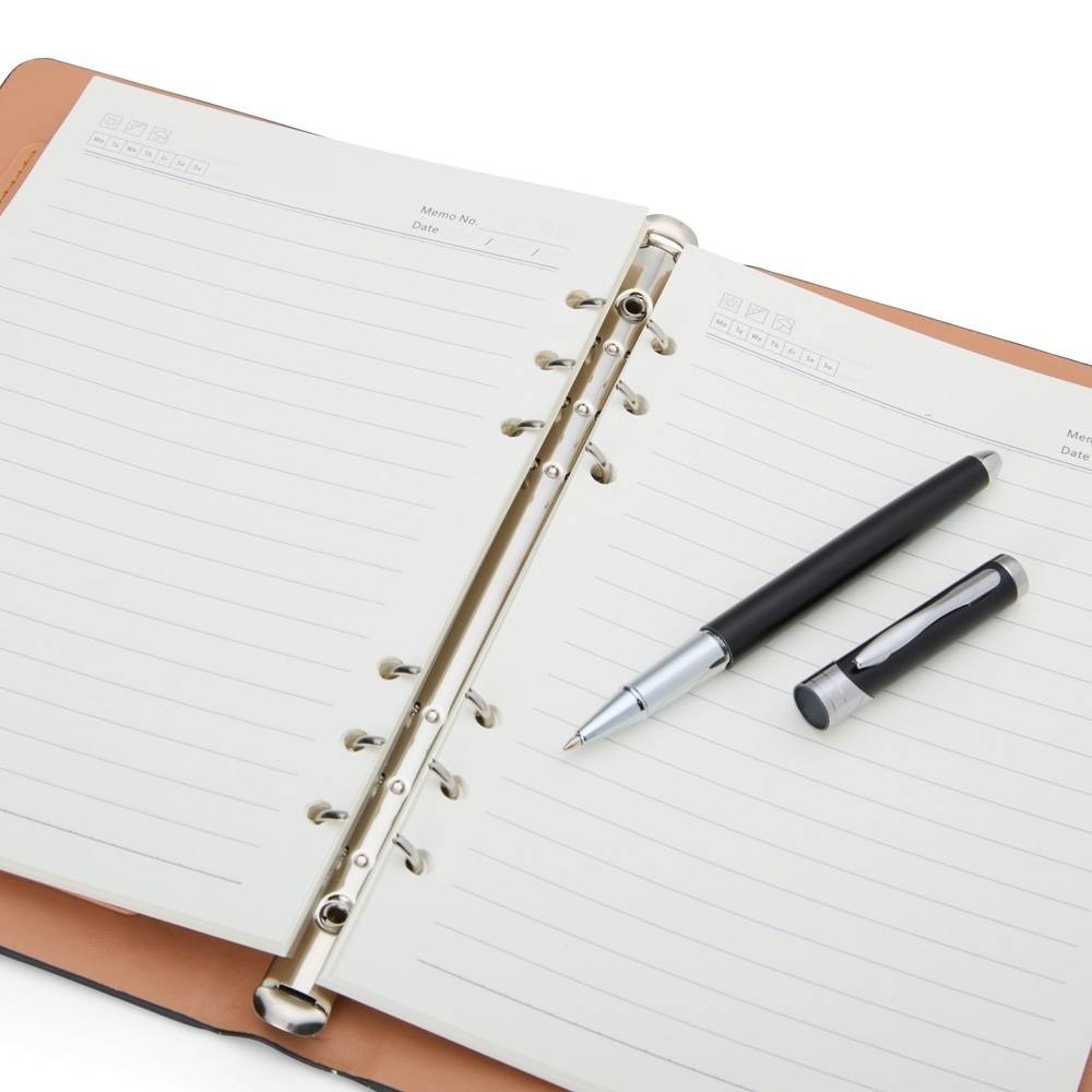 Kit Executivo Personalizado 2 Peças: Caderno Fichário e Caneta Metálica