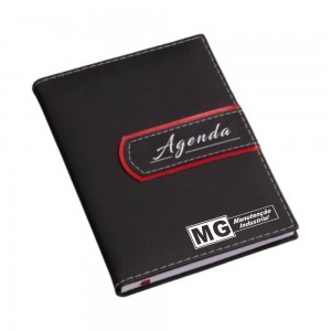 Agenda Luxo Personalizada com Detalhe Vermelho-KLG-3572