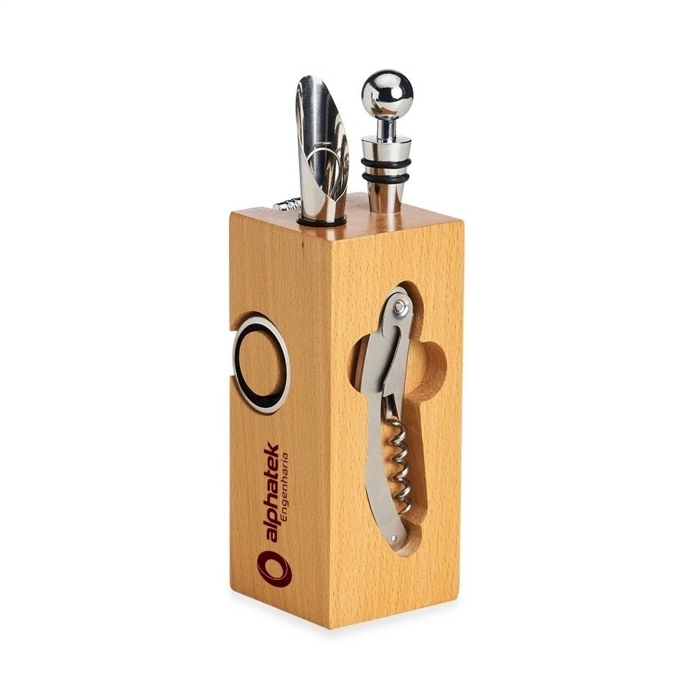 Kit Vinho Personalizado em Suporte de Madeira-KX-14579