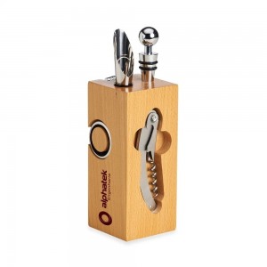 Kit Vinho Personalizado em Suporte de Madeira-KX-14579